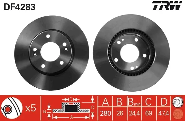 Гальмівний диск TRW automotive DF4283 (фото 1)