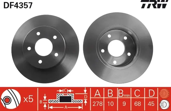 Тормозной диск TRW automotive DF4357