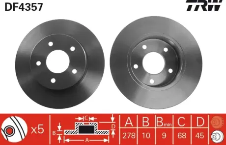 Тормозной диск TRW automotive DF4357