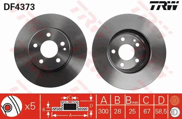 Тормозной диск TRW automotive DF4373