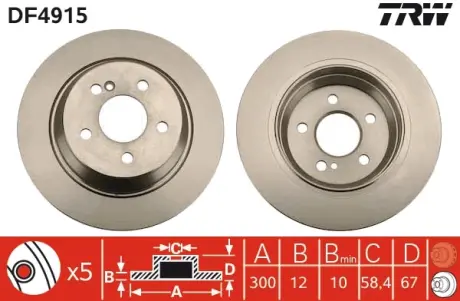 Тормозной диск TRW automotive DF4915