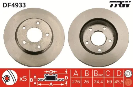 Гальмівний диск TRW automotive DF4933