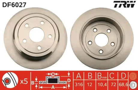 Гальмівний диск TRW automotive DF6027