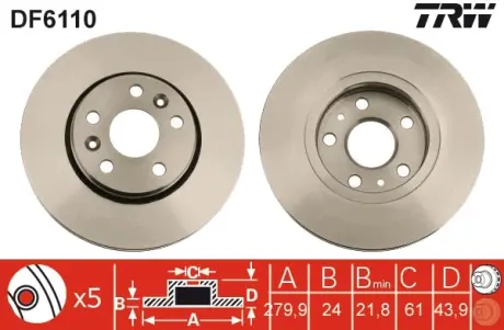 Тормозной диск TRW automotive DF6110