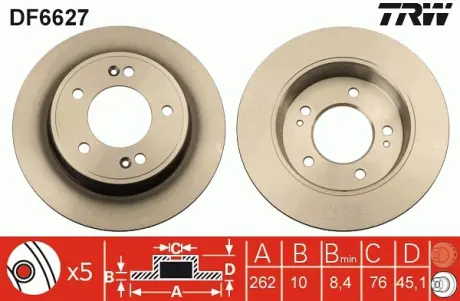 Тормозной диск TRW automotive DF6627