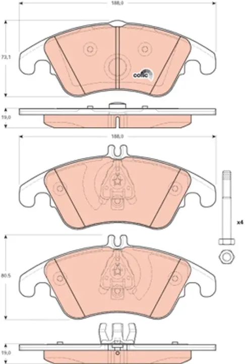 Передні тормозні (гальмівні) колодки TRW automotive GDB1737 (фото 1)