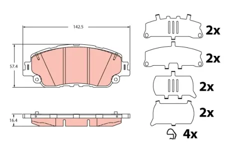 Тормозні (гальмівні) колодки TRW automotive GDB2354"