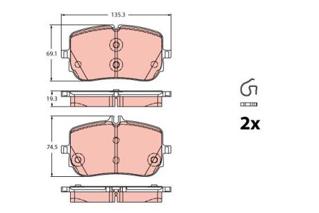 Тормозні (гальмівні) колодки trw automotive GDB2433" на Мерседес B-Class w247