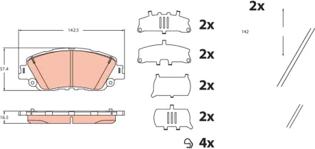 Тормозні (гальмівні) колодки TRW automotive GDB2488"