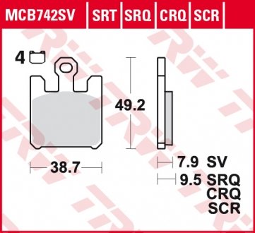 Тормозні (гальмівні) колодки trw automotive MCB742SV