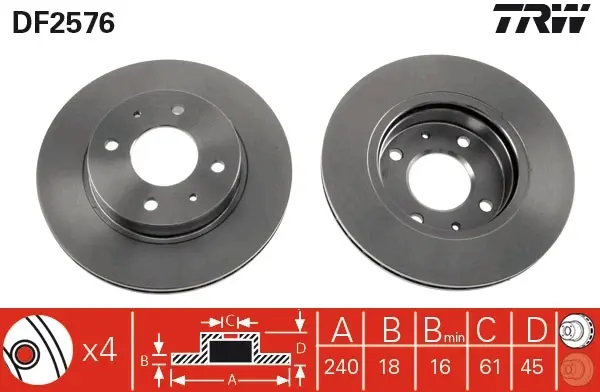Вентильований гальмівний диск TRW automotive DF2576 (фото 1)