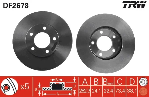Вентилируемый тормозной диск TRW automotive DF2678