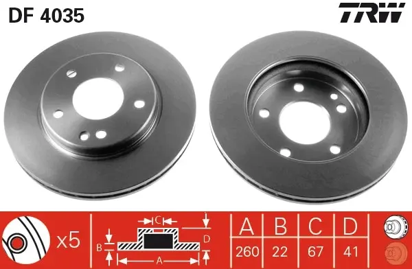 Вентилируемый тормозной диск TRW automotive DF4035