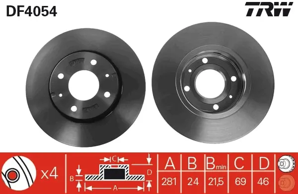 Вентилируемый тормозной диск TRW automotive DF4054
