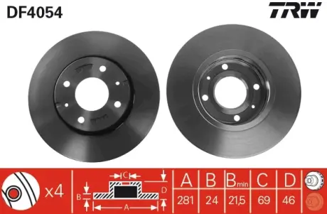 Вентилируемый тормозной диск TRW automotive DF4054
