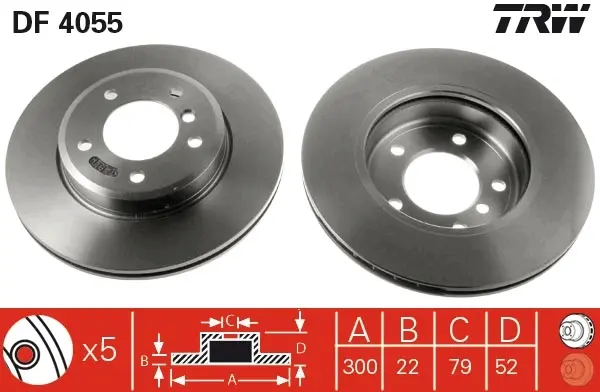 Вентильований гальмівний диск TRW automotive DF4055 (фото 1)