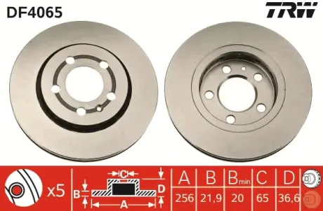 Вентильований гальмівний диск TRW automotive DF4065