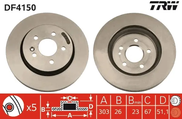 Вентилируемый тормозной диск TRW automotive DF4150