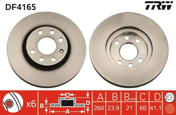Вентилируемый тормозной диск TRW automotive DF4165