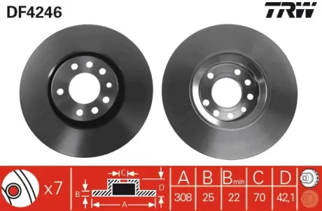 Вентилируемый тормозной диск TRW automotive DF4246