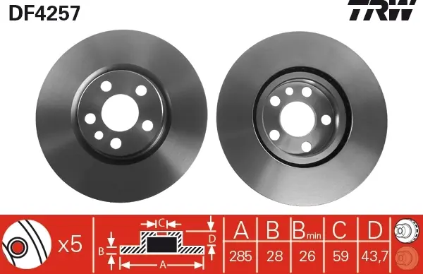 Вентилируемый тормозной диск TRW automotive DF4257