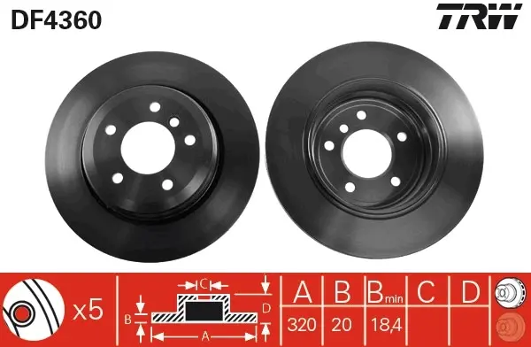 Вентилируемый тормозной диск TRW automotive DF4360