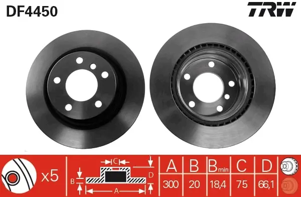 Вентильований гальмівний диск TRW automotive DF4450 (фото 1)
