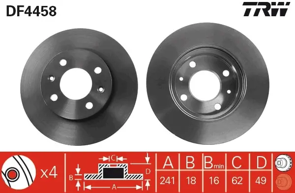 Вентилируемый тормозной диск TRW automotive DF4458