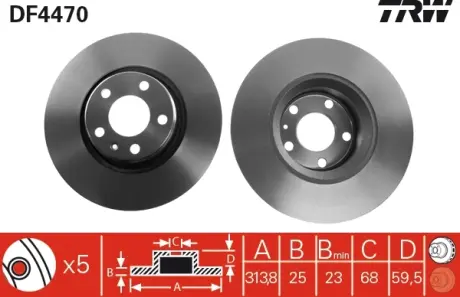 Вентилируемый тормозной диск TRW automotive DF4470