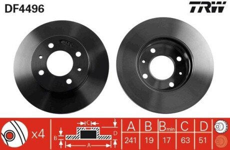 Вентилируемый тормозной диск trw automotive DF4496