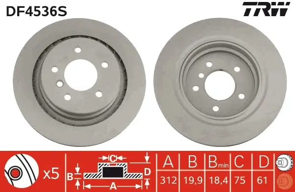 Вентильований гальмівний диск TRW automotive DF4536S (фото 1)