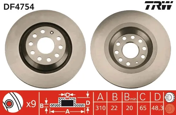 Вентилируемый тормозной диск TRW automotive DF4754