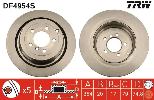 Вентильований гальмівний диск TRW automotive DF4954S (фото 1)