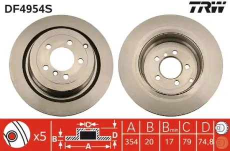 Вентильований гальмівний диск TRW automotive DF4954S