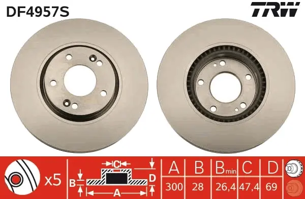 Вентилируемый тормозной диск TRW automotive DF4957S