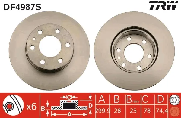 Вентильований гальмівний диск TRW automotive DF4987S (фото 1)