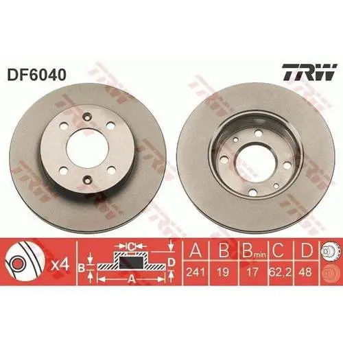 Вентильований гальмівний диск TRW automotive DF6040 (фото 1)
