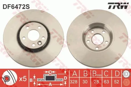 Вентилируемый тормозной диск TRW automotive DF6472S