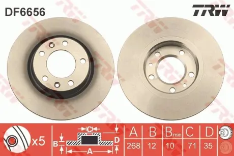 Вентилируемый тормозной диск TRW automotive DF6656