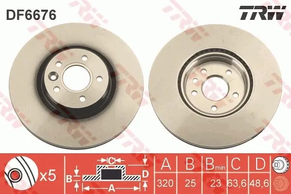 Вентилируемый тормозной диск TRW automotive DF6676S