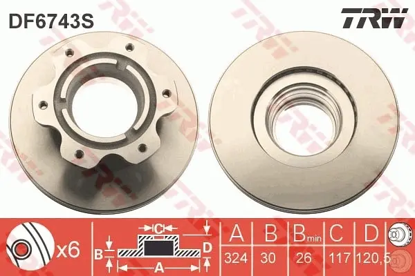 Вентилируемый тормозной диск TRW automotive DF6743S
