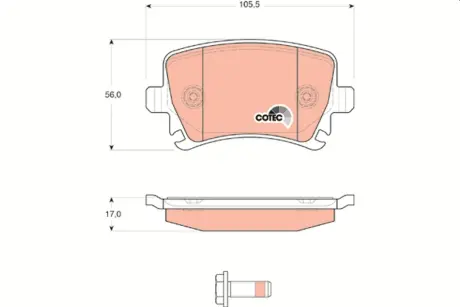 Задні тормозні (гальмівні) колодки TRW automotive GDB1622