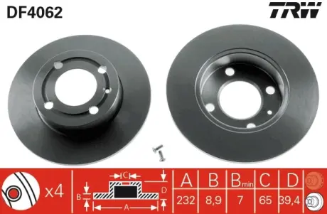Задний тормозной диск TRW automotive DF4062