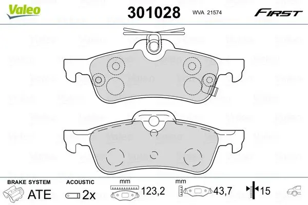 Гальмівні колодки First DAIHATSU/TOYOTA Charade/Yaris ""R ""05>> Valeo phc 301028 (фото 1)
