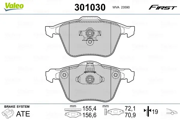 Передние тормозные колодки valeo phc 301030