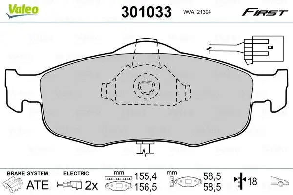 Передние тормозные колодки valeo phc ""301033"