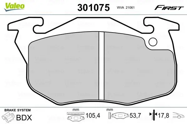 Передние тормозные колодки valeo phc ""301075"