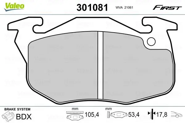 Передні тормозні (гальмівні) колодки Valeo phc 301081 (фото 1)