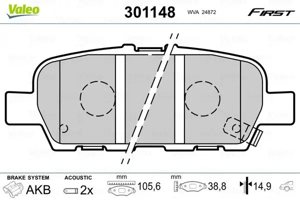 Гальмівні колодки First INFINITI/NISSAN/RENAULT G/Juke/Koleos ""R ""05>> Valeo phc 301148 (фото 1)