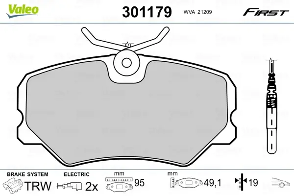 Передні тормозні (гальмівні) колодки Valeo phc ""301179" (фото 1)